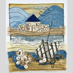Workshop | Creative Craft and The Stitching Show: Farnborough - Autumn 2026 | COASTAL SEASCAPE FABRIC COLLAGE with Yvonne Pratt - Saturday 12th September 2026 - 2.15pm