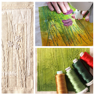Workshop | The Creative Craft Show / Sewing for Pleasure / Fashion & Embroidery, Birmingham NEC - Spring 2024 | IN THE MEADOW – Layer, Paint and Stitch with Wendy Dolan  ALL DAY MACHINE EMBROIDERY MASTERCLASS