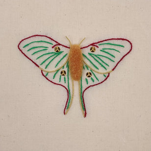 Workshop |The Creative Craft Show / Sewing for Pleasure / Fashion & Embroidery, Birmingham NEC - Spring 2024 | RSN LUNA MOTH: INTRO TO MIXED TECHNIQUES with Anne Butcher, RSN- Saturday 16th March 2024 - 9.45am
